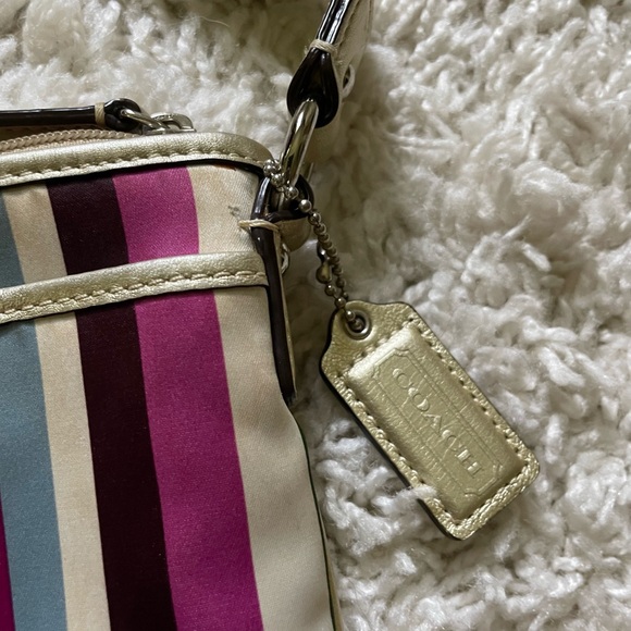 COACH “Legacy” Satin Stripe Multicolored Swing Bag Crossbody Bag EUC - Picture 4 of 11